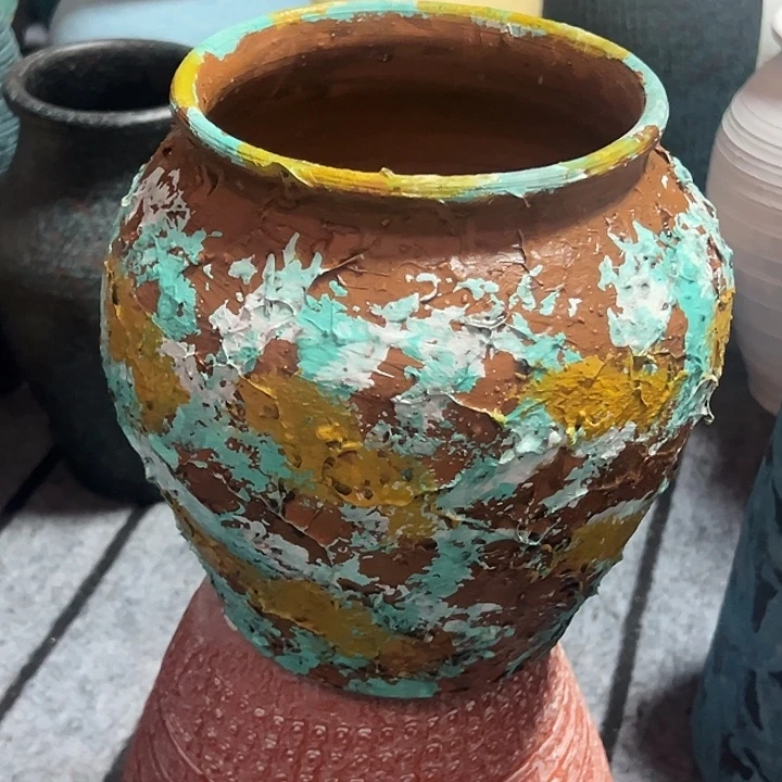 粗陶盆有孔高20口14