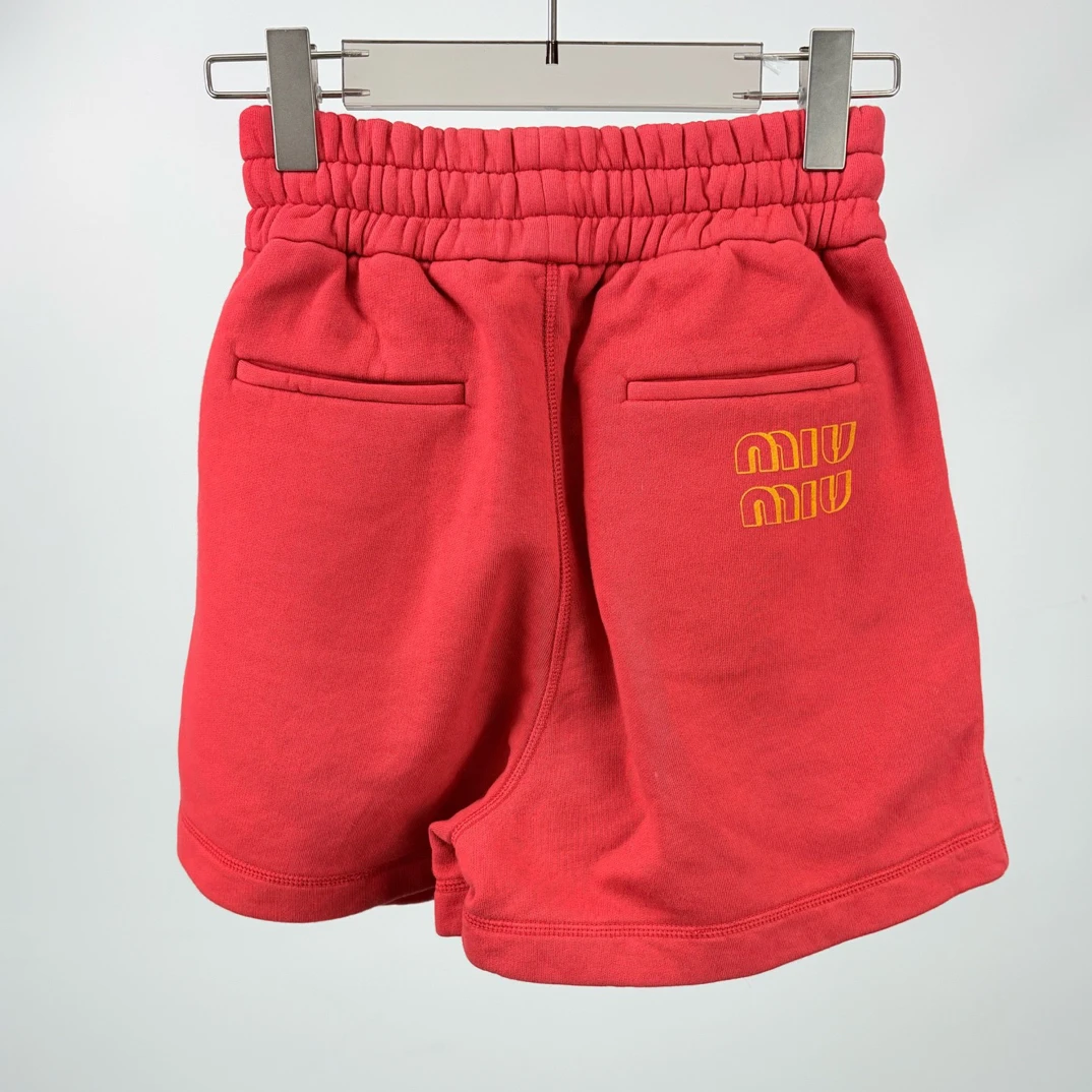 99新 MIU MIU/缪缪 缪缪背后口袋LOGO短裤40码 99新13986