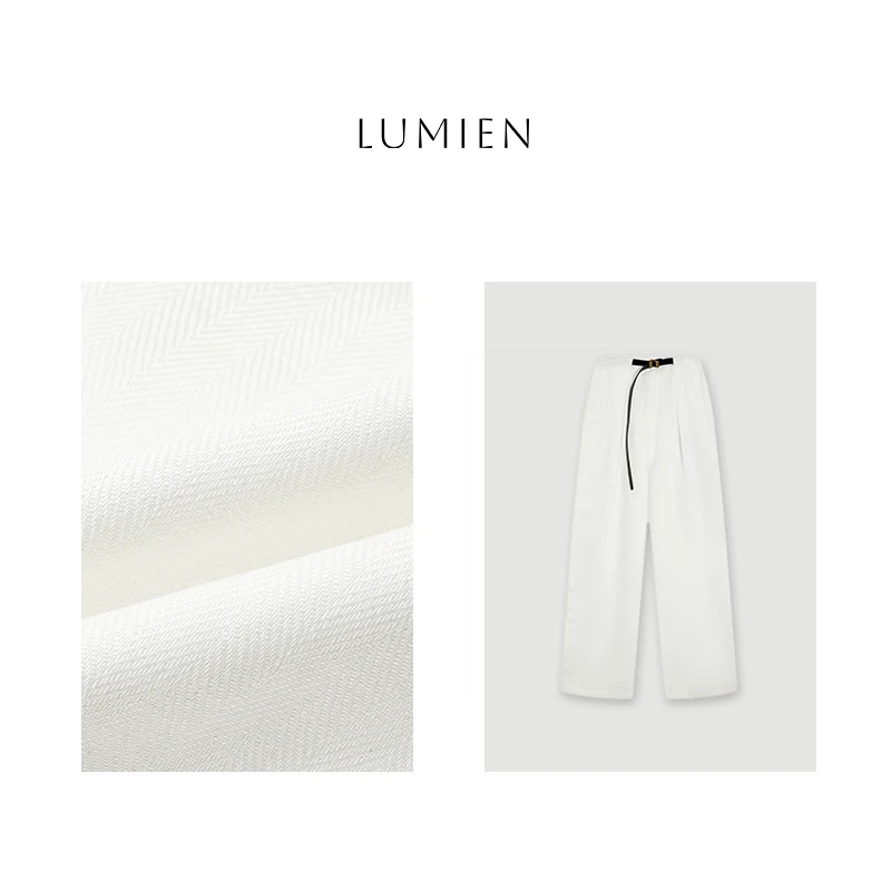 【LUMIEN】春秋新款极简风宽松垂感工装亚麻直筒腰带长裤LX4LKK044