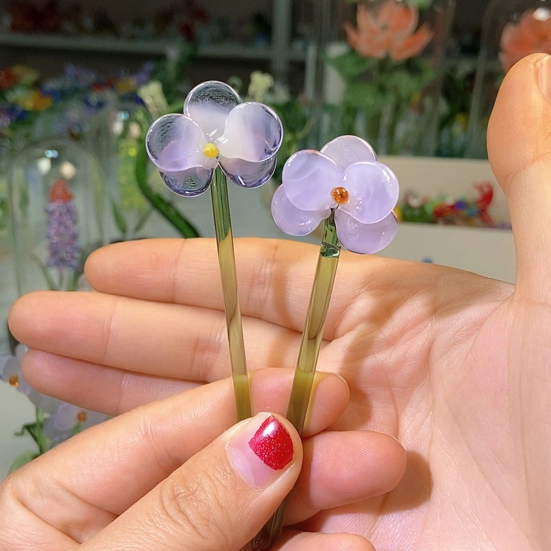 琉璃手工艺品S***l一对紫色高