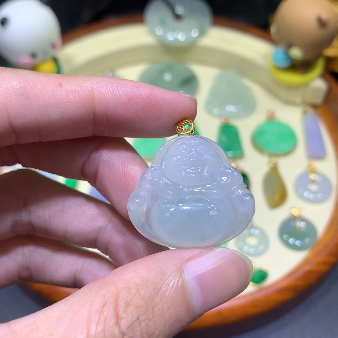 翡翠18K金镶嵌吊坠(不含链)