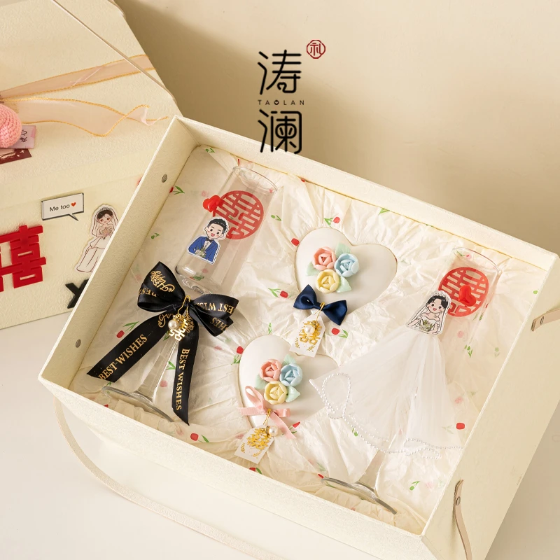 新婚礼物送新娘新人闺蜜特别的结婚订婚生日香槟杯高档实用戒子盒