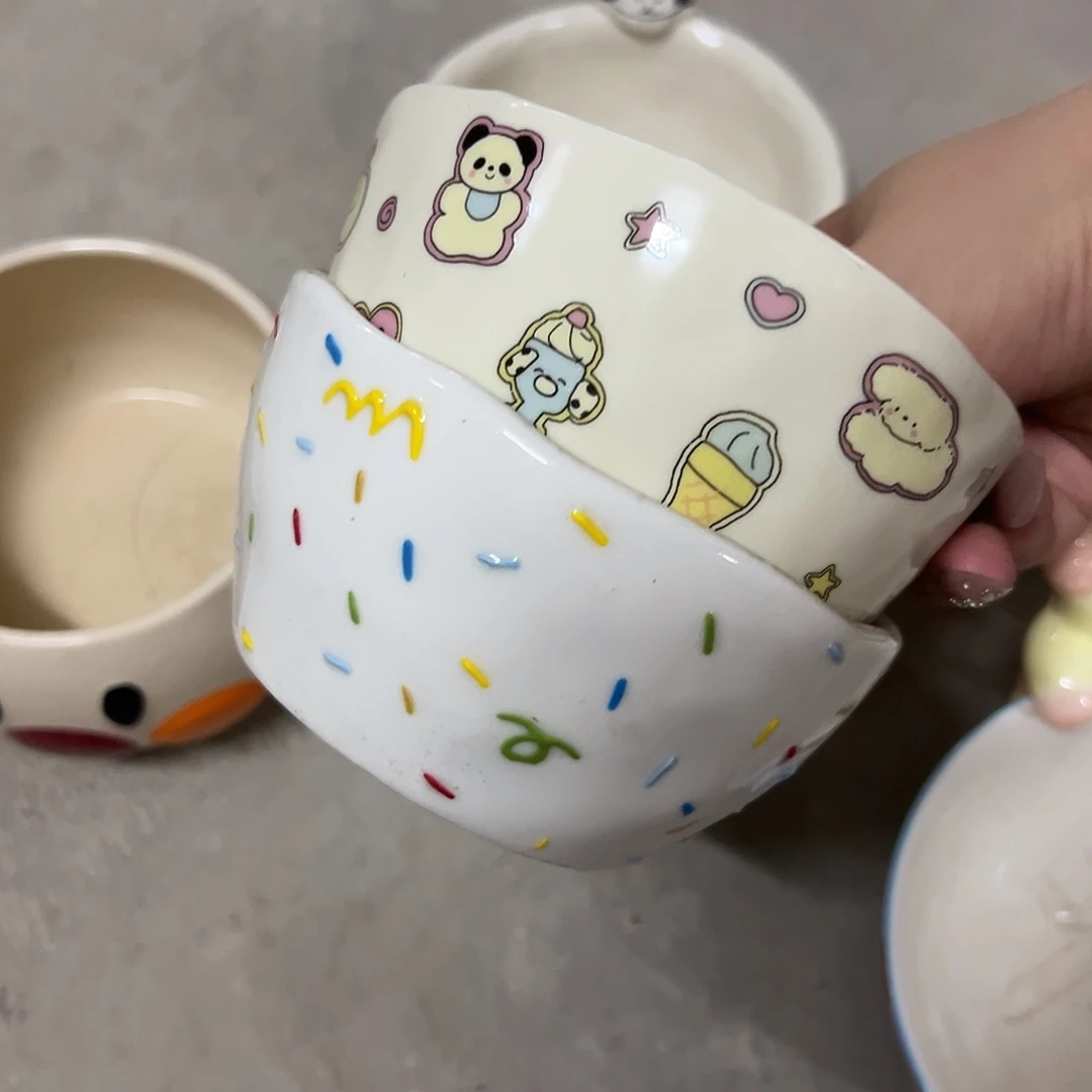 搪瓷微瑕糖针加粉色小碗