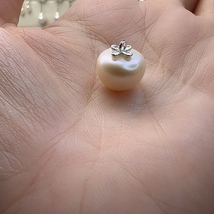 淡水珍珠银S925镶嵌吊坠(不含链)12.1mm