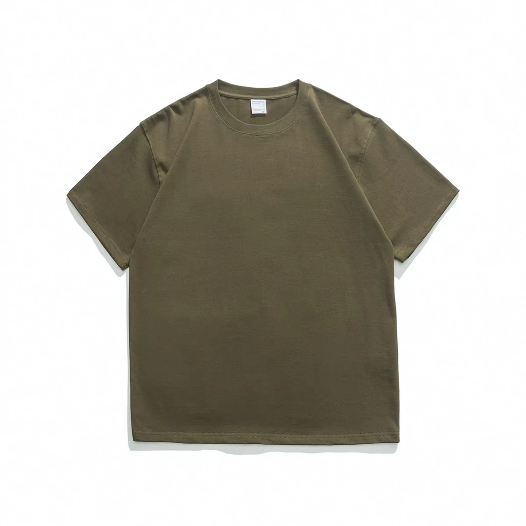 【300G】多巴胺圆领纯色短袖男女圆领美式宽松休闲运动T恤-999