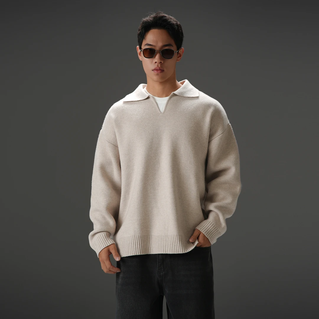 BD.POWER UP+复古巴恩风羊毛毛衣男秋冬老钱风针织衫内搭打底衫