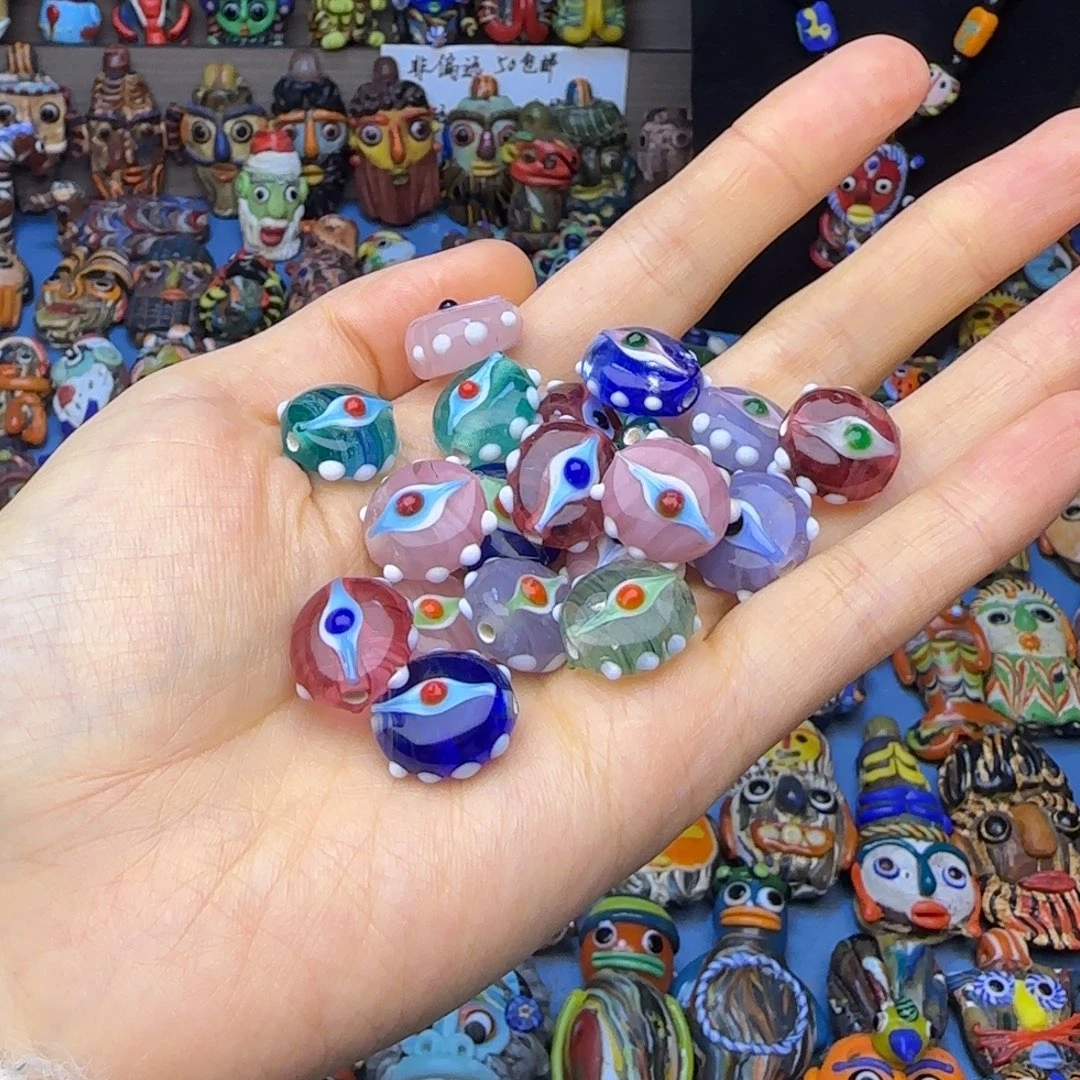 琉璃非金属玻璃颈饰眼睛珠一个