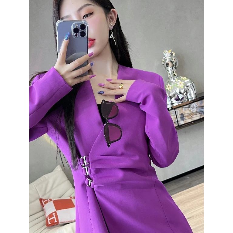 BeQueenStory 红毯女主无领西装连衣裙