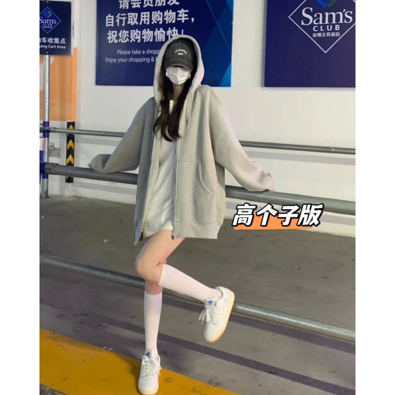 180高个子175加长灰色连帽宽松盖臀中长款外套下衣失踪卫衣上衣服