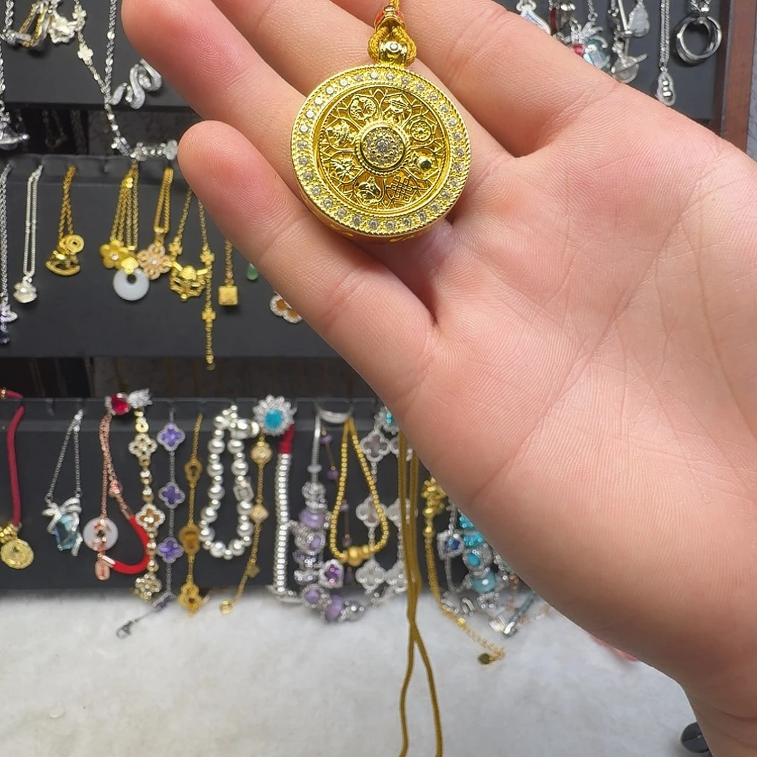 卷***）吊坠925银八宝罗盘