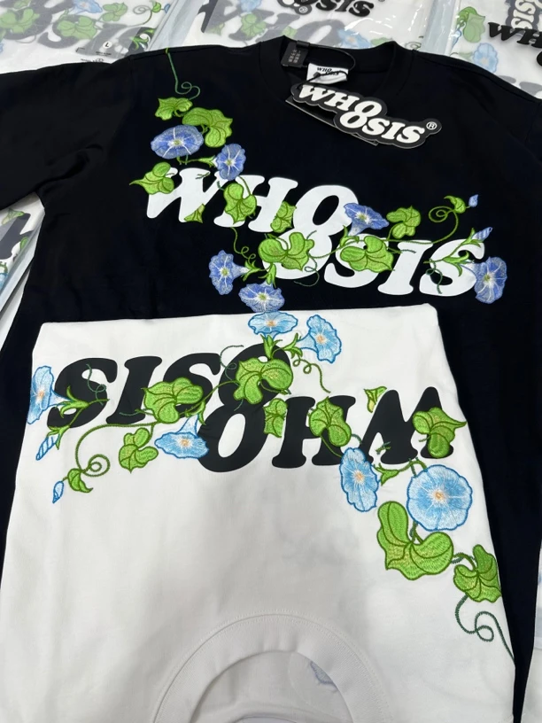 W8+喇叭花 重磅380g］校园风！爆款新款！男女同款美式宽松短袖