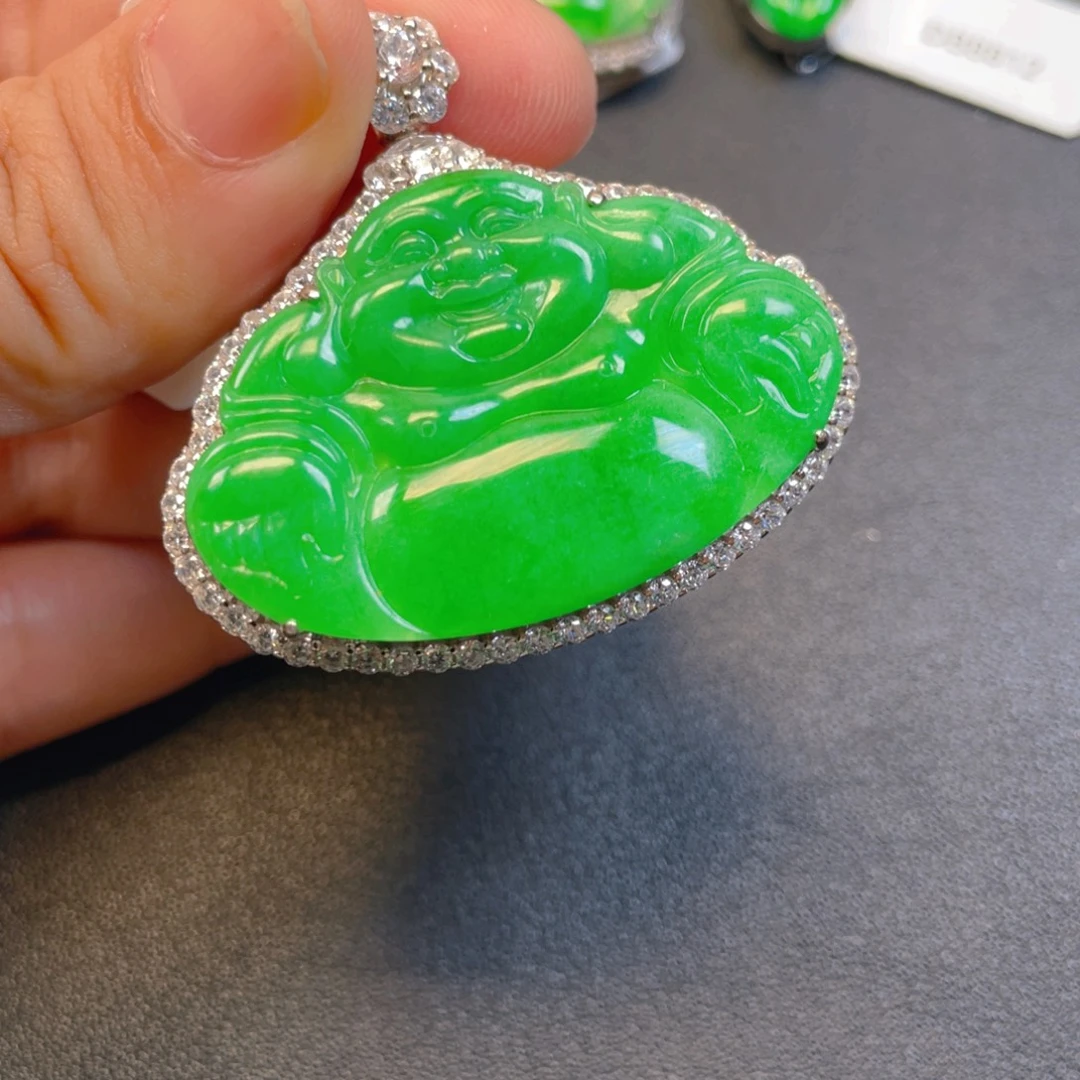 翡翠银S925镶嵌吊坠(不含链)