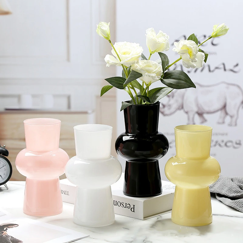 现代简约复古风中古玻璃花瓶家居摆件水培鲜花插花器桌面装饰道具