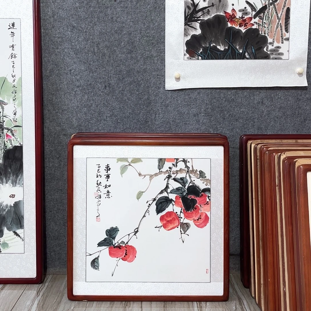 国画书画作品带框63×63
