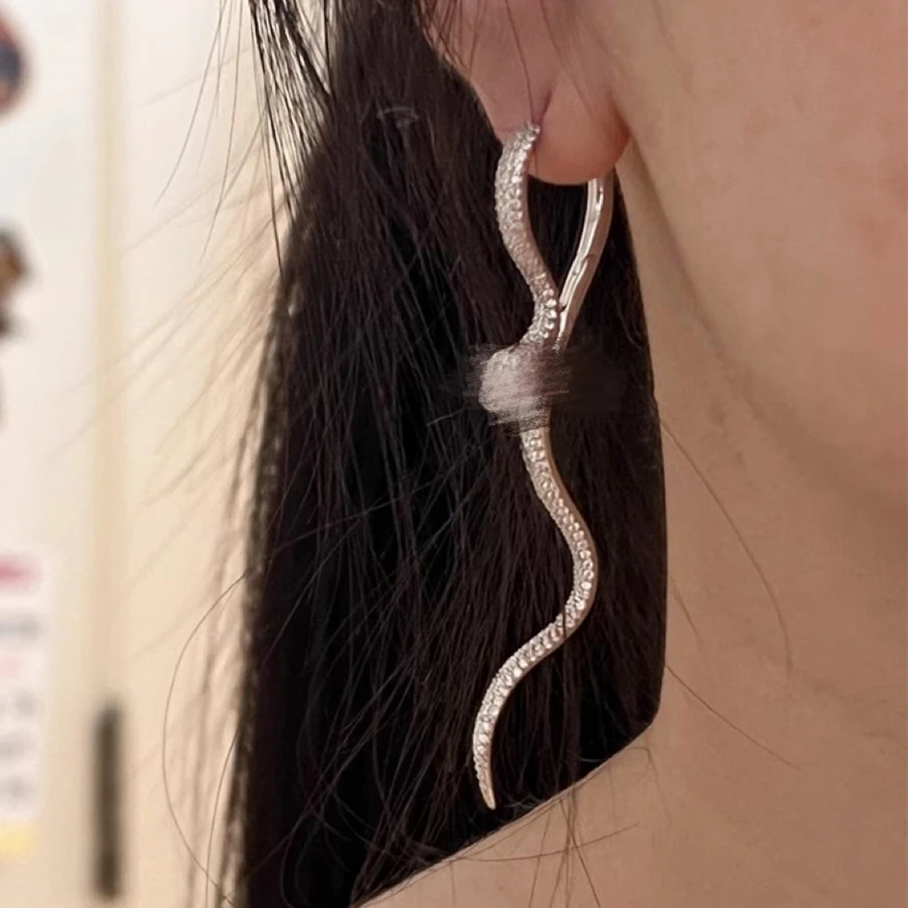铜合金耳饰 【闪耀白麟】个性时尚气质设计感小众简约长款-526
