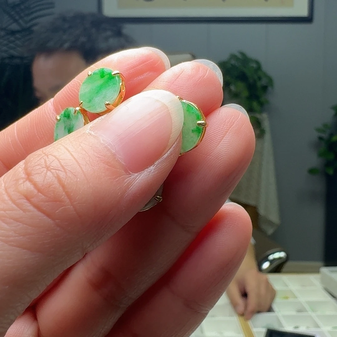 翡翠银S925镶嵌耳饰多样性发货其一