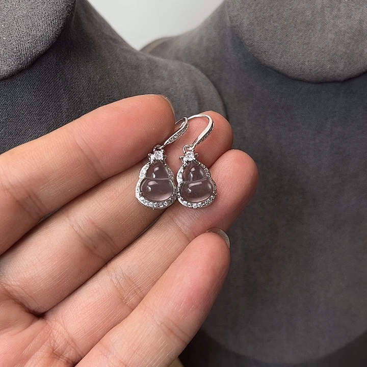 石英质玉耳钩银S925镶嵌湯*