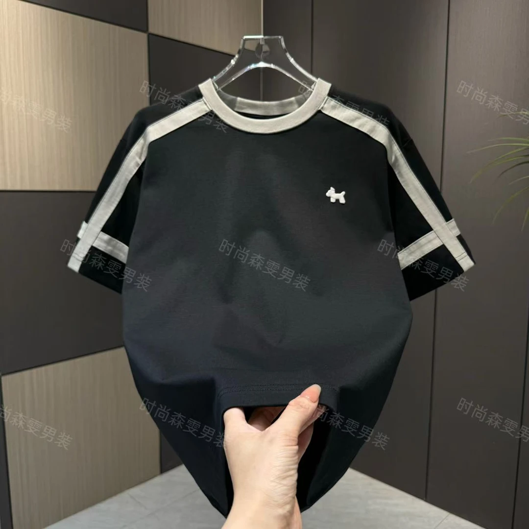 夏季男士拼色简约潮流帅气休闲时尚男士短袖T恤72227