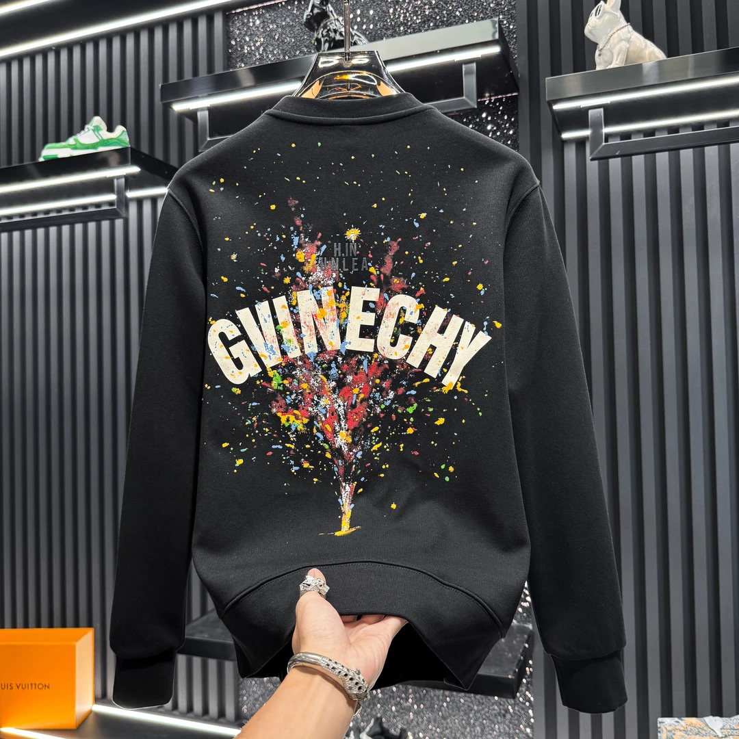 欧货男士高端涂鸦印花圆领卫衣2025新款秋季潮牌长袖打底男上衣