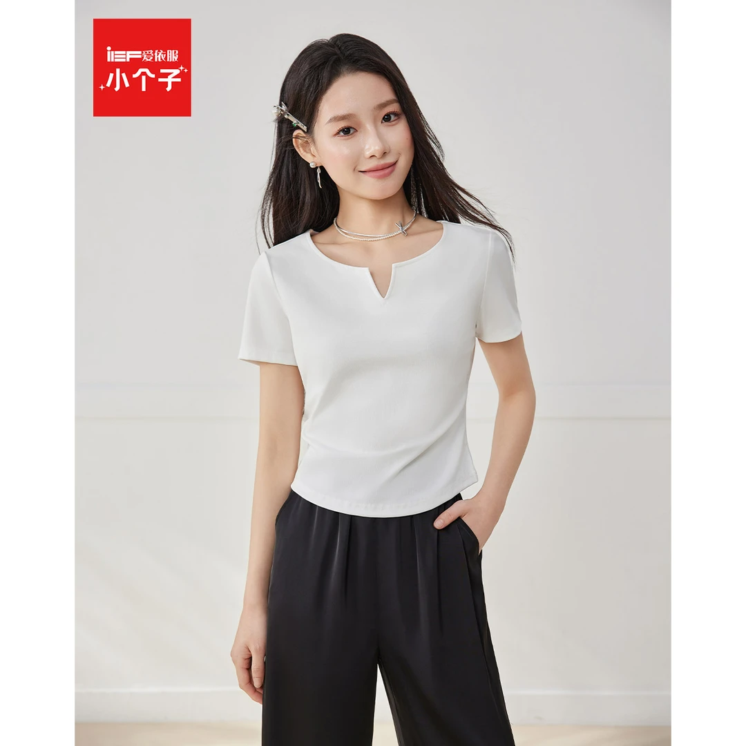 IEF/爱依服短袖2025新款夏季通勤度假上衣百搭显瘦仙女风短款T恤