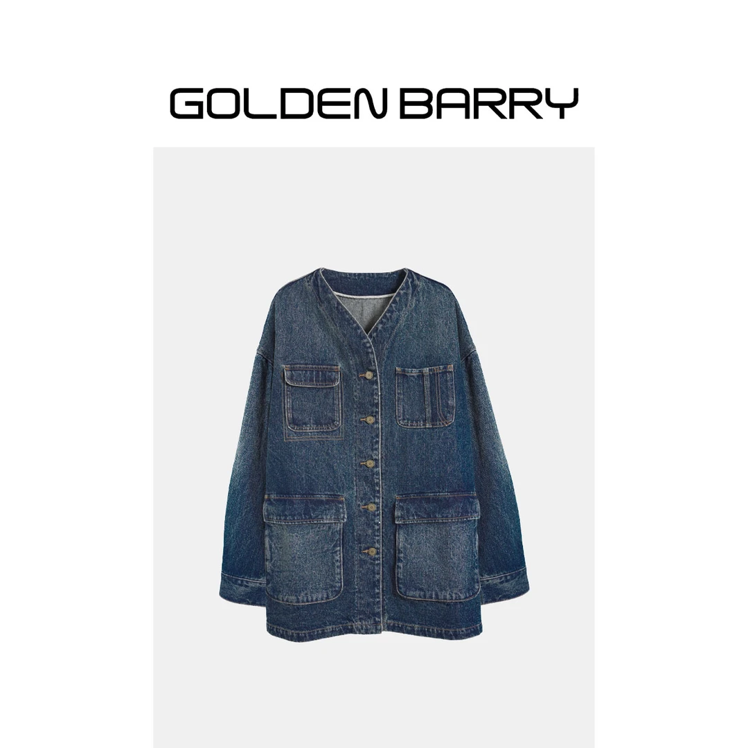GOLDENBARRY|【福利】120105宽松复古V领牛仔外套/微瑕