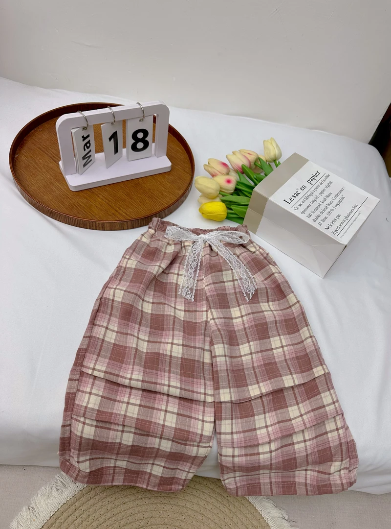 （小童）粉格工装裤