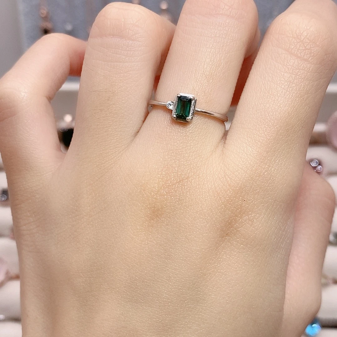 碧玺银S925镶嵌戒指戒指