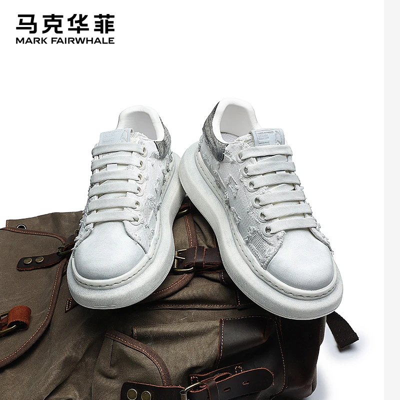 马克华菲男鞋休闲鞋2025新款潮流百搭板鞋男款运动厚底增高小白鞋