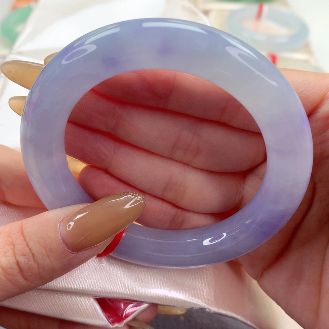 未镶嵌手镯翡翠9905莫奈花园 肉质细腻 瑕疵漏