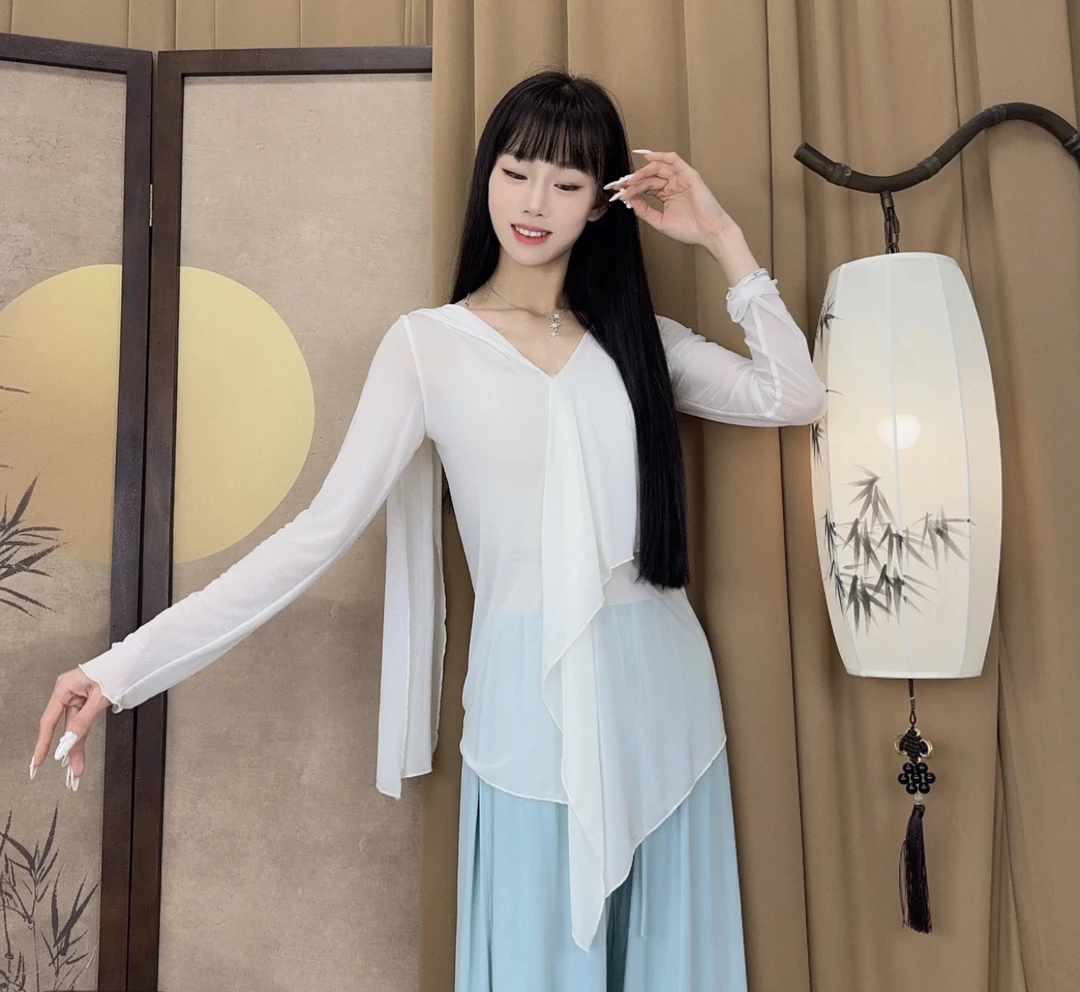花堂古典舞蹈服女宽松纱衣现代舞飘逸练功服形体训练艺考生服装