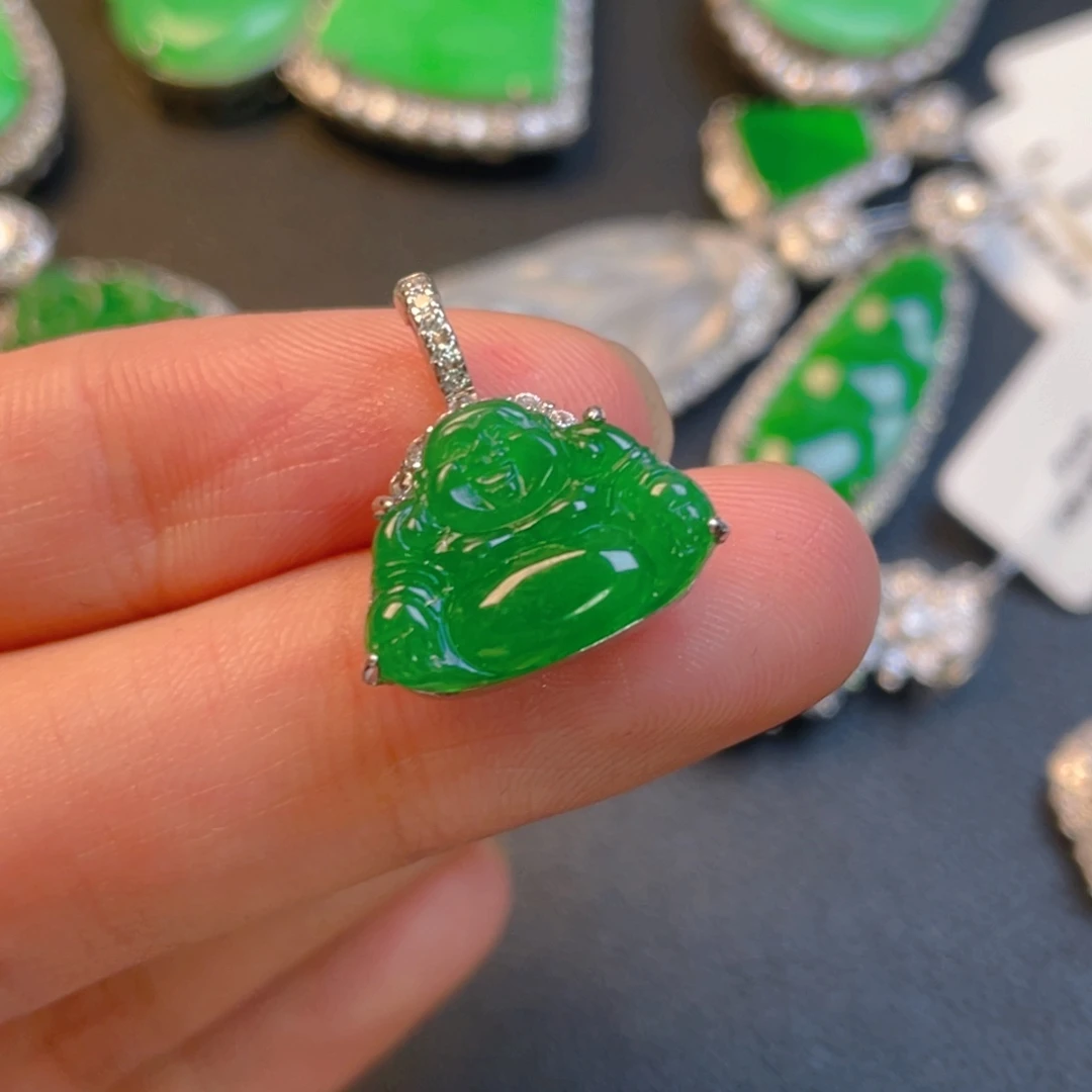 翡翠银S925镶嵌吊坠(不含链)