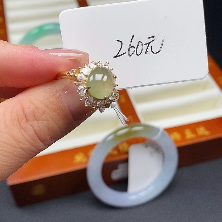 翡翠银S925镶嵌戒指慕石珠宝