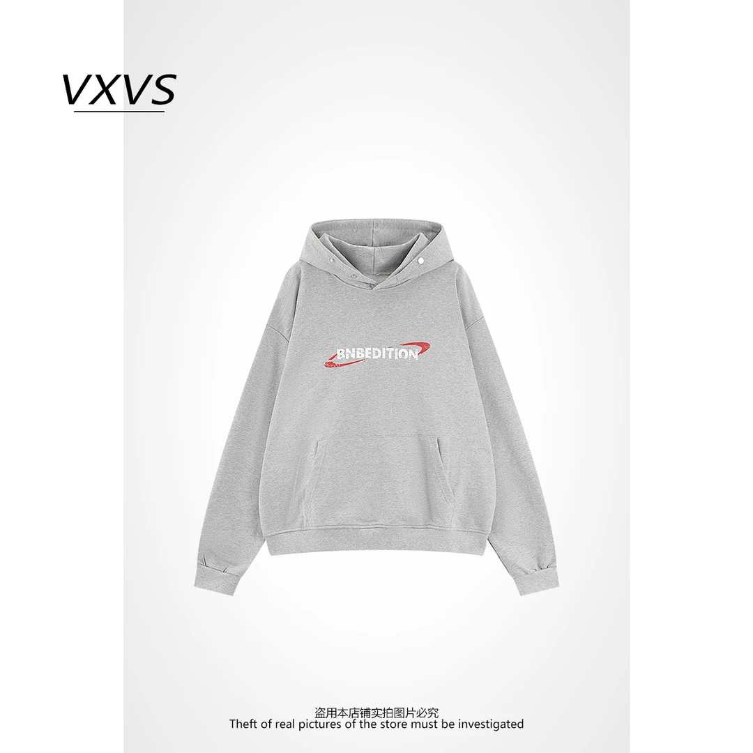 VXVS 【松弛时髦】早秋美式复古小众设计款字母连帽卫衣 11052