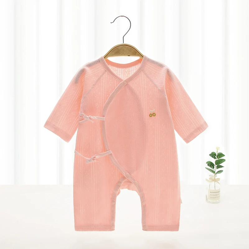 初生宝宝新生儿蝴蝶衣0-3个月夏季薄款外出套装月子服100%精梳棉