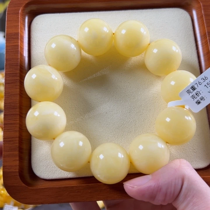 琥珀颈饰未镶嵌23.4mm精工圆珠白蜡xa