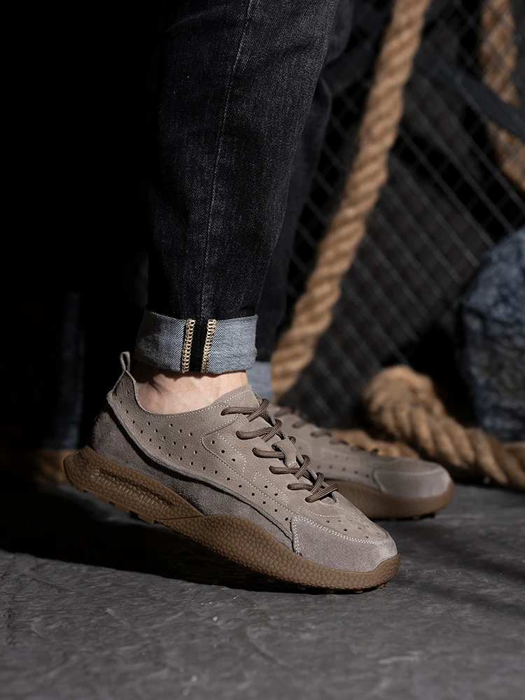 25年夏季镂空透气真皮时尚韩版运动潮流纯色休闲皮鞋低帮男鞋3257