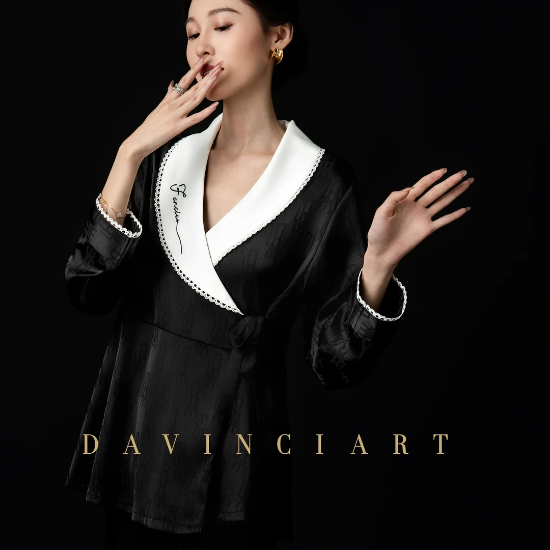 达芬奇密码2025新款黯耀争辉春秋原创老上海风格睡衣女士家居服