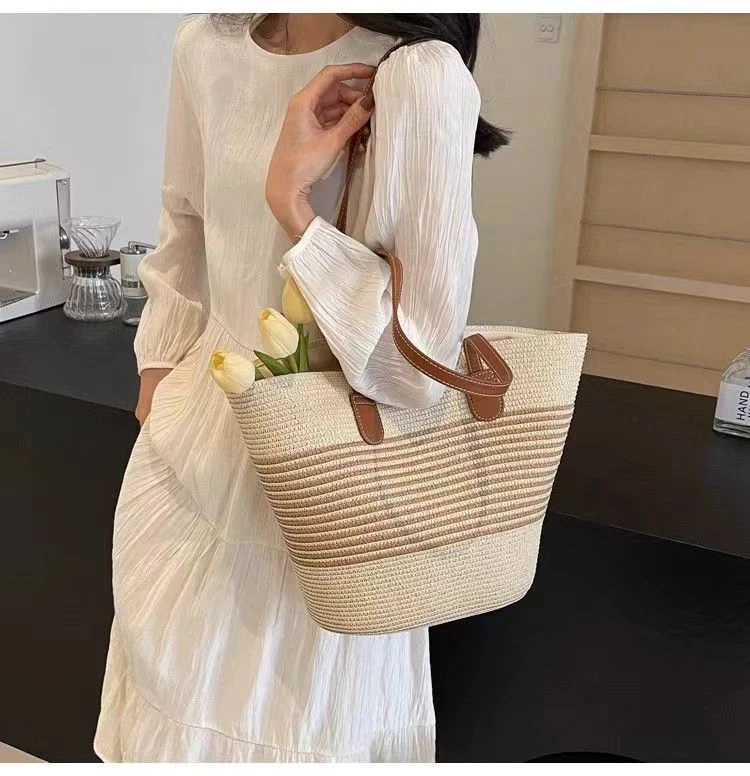 【Muusu】草编包女托特包大容量沙滩包编织单肩通勤包