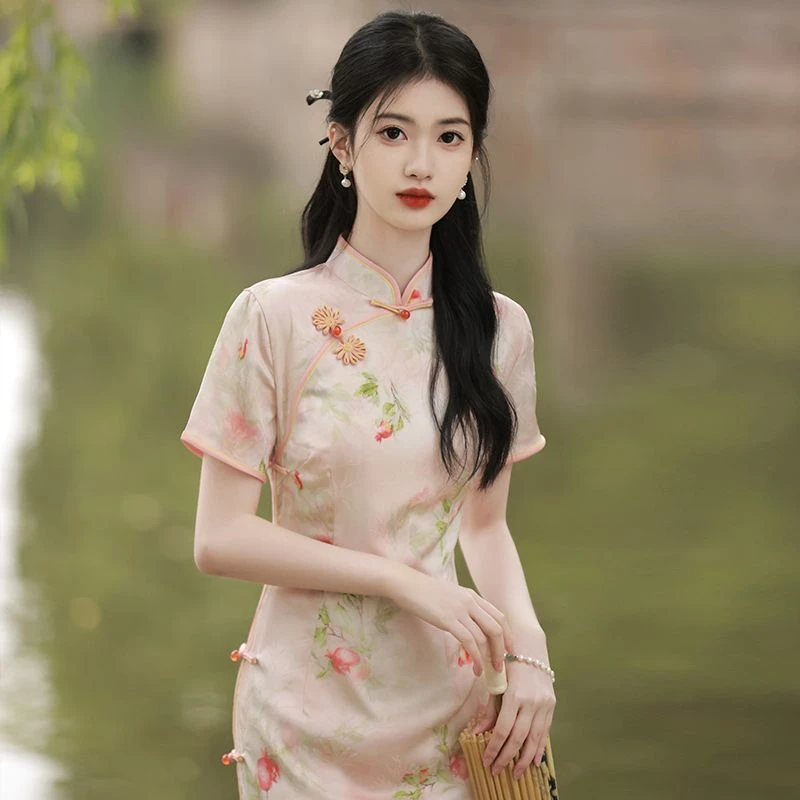 年轻款改良旗袍2025新款夏季文艺复古民国风少女气质日常长款