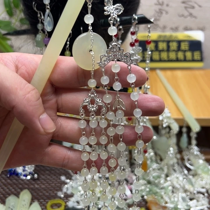 合金蛇纹石玉发饰
