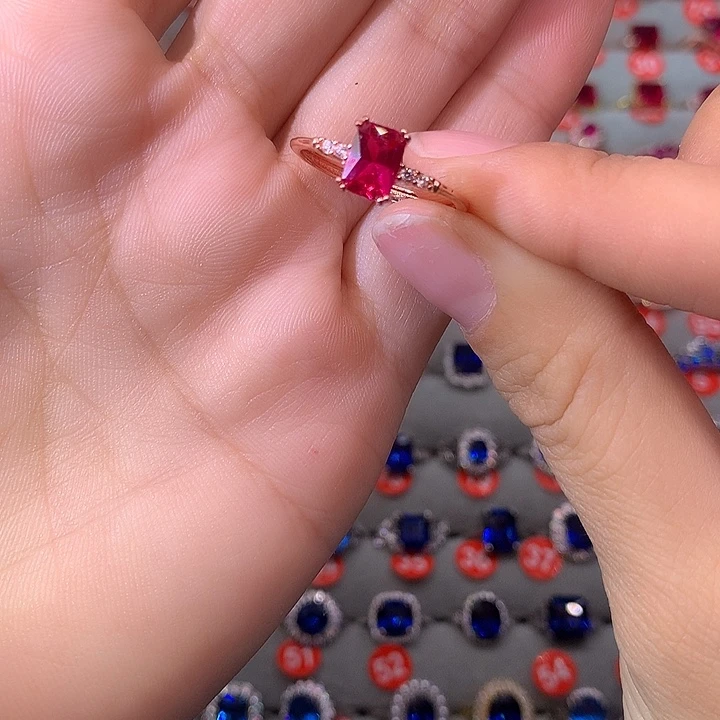 红宝石戒指银S925镶嵌