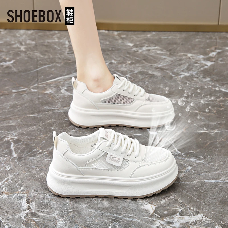 达芙妮集团旗下厚底小白鞋女款2025夏季爆款单网透气百搭休闲板鞋