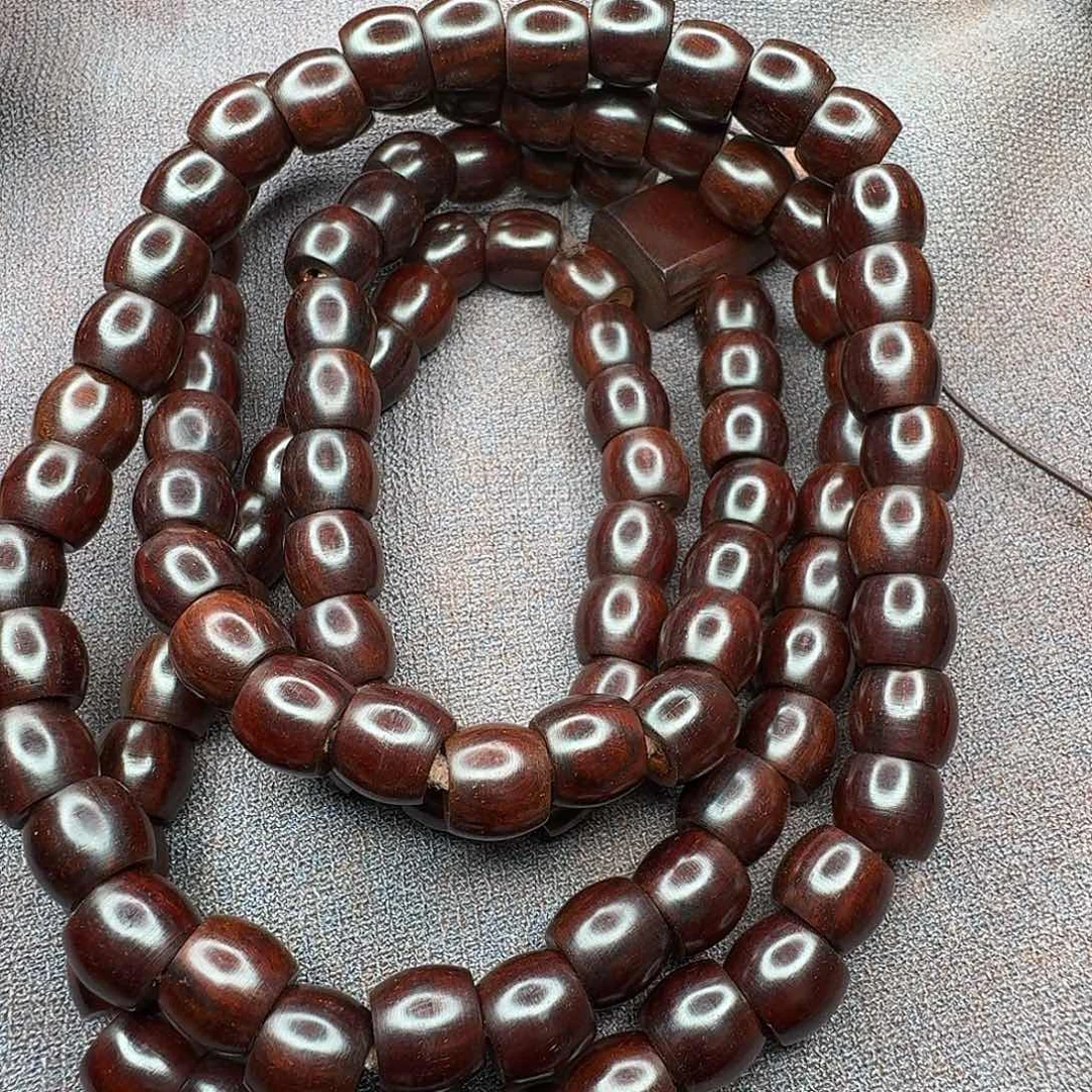 檀香紫檀（小叶紫檀）1.0/108藏传直切3.2大孔果冻泥无科技