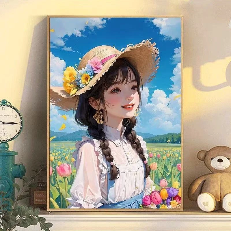 708花卉女孩装饰画适合客厅卧室餐厅挂画装饰