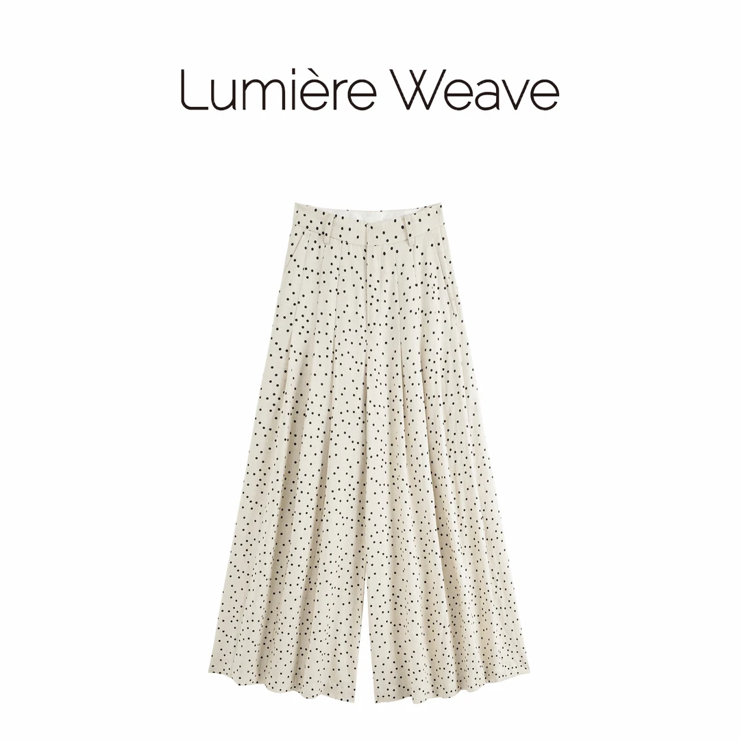 LumièreWeave 【波点裙裤】 LWKA1013亚麻宽松休闲裤