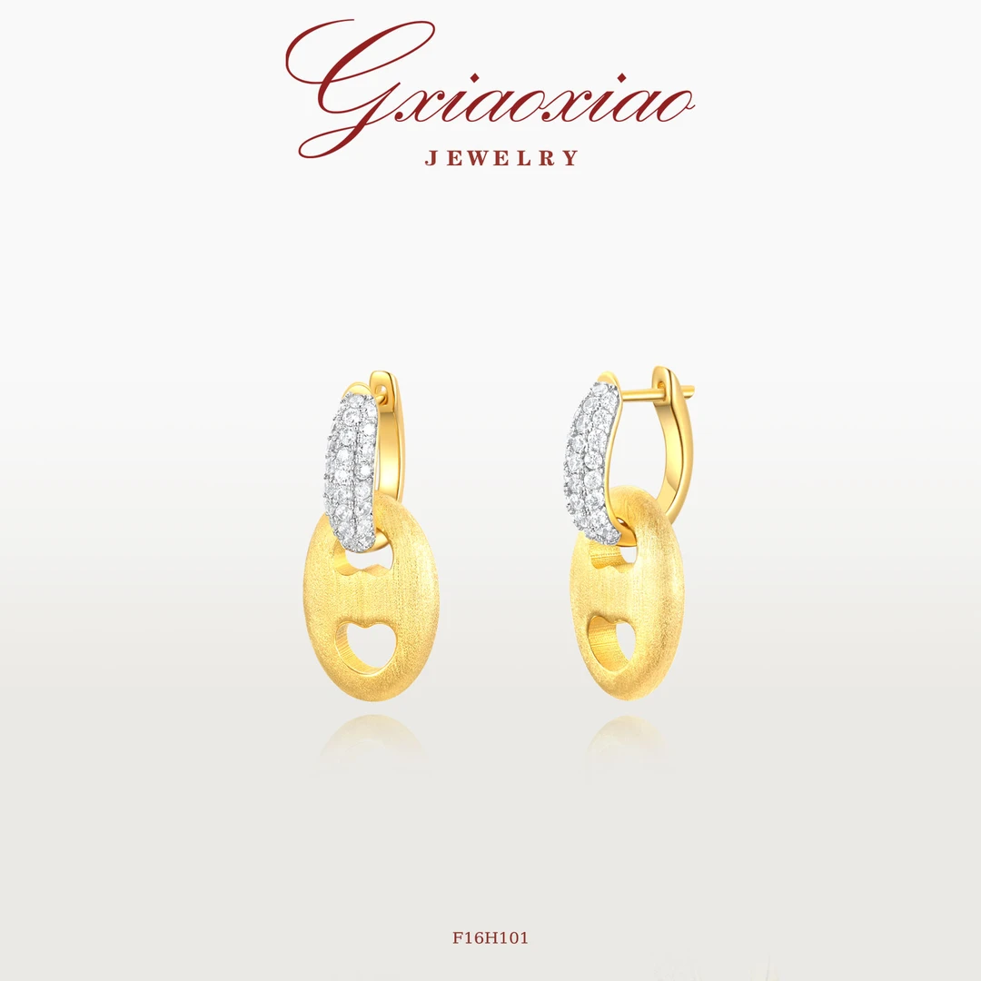 G XIAOXIAO 镀K金【星环织梦】法式气质经典猪鼻子耳环 F16H101