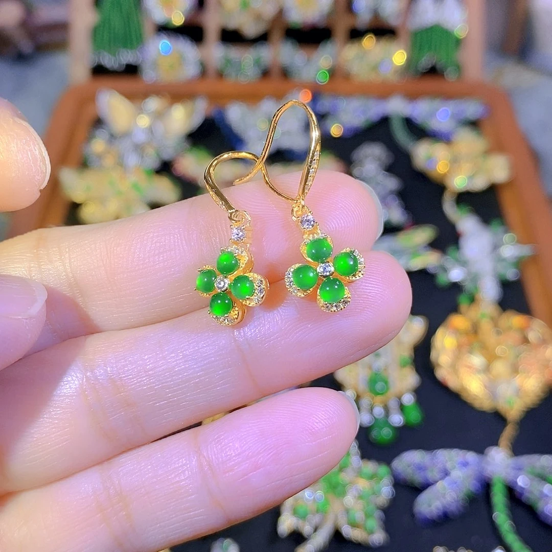 吊坠(不含链)银S925镶嵌翡翠