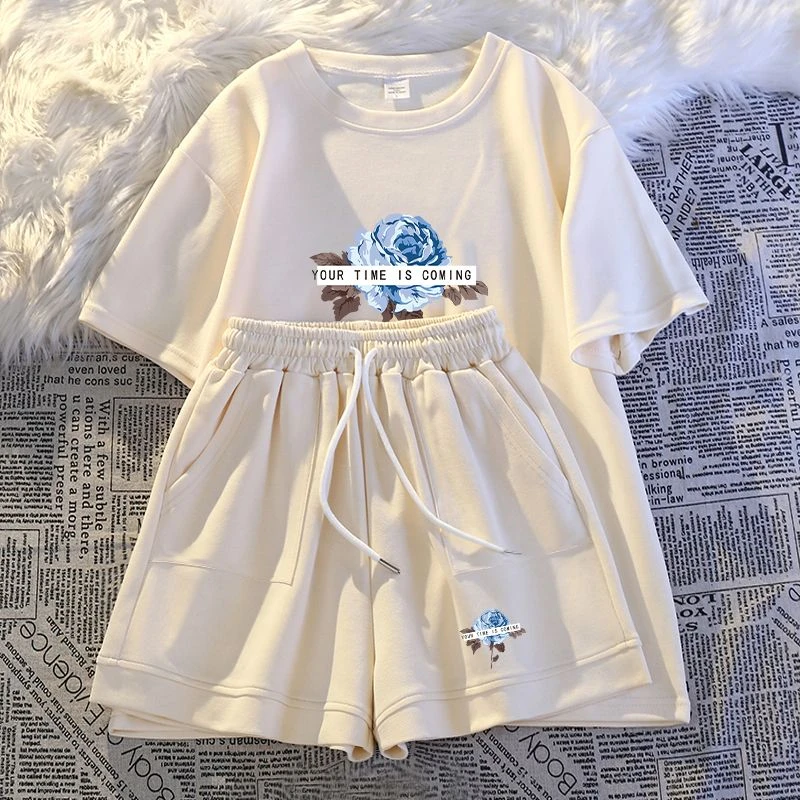 夏季休闲运动套装女韩版潮流时尚百搭显瘦宽松学生减龄短袖两件套