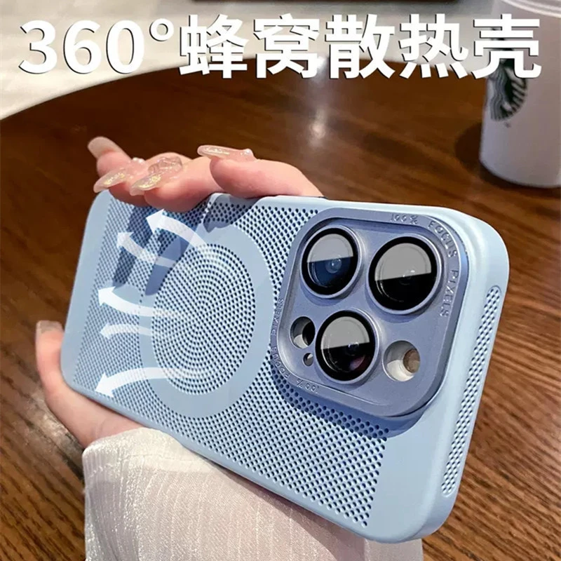 新店福利品适用iPhone16Promax网孔磁吸手机壳金属护镜15散热透气