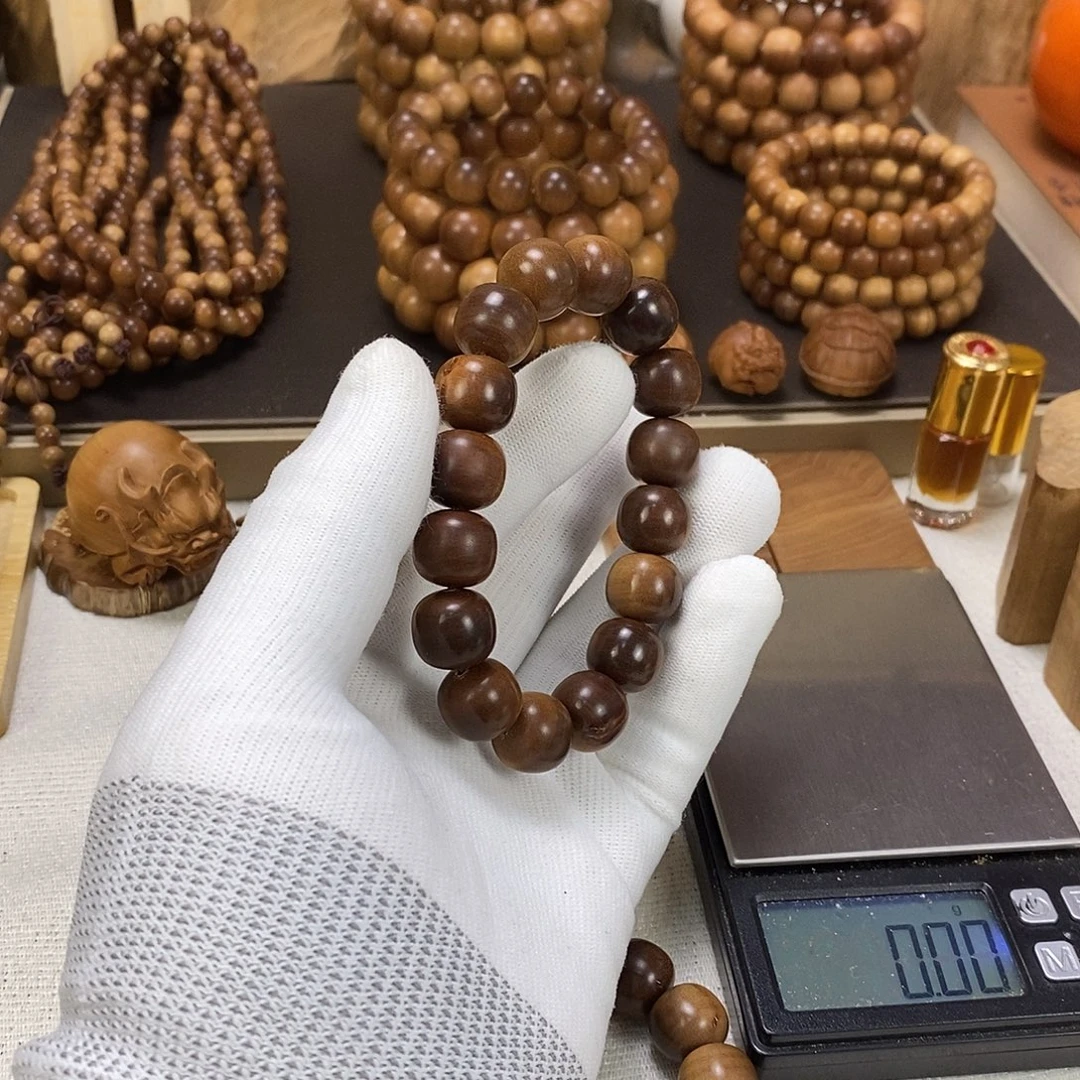 檀香木手串/手链老山檀13*14单圈沉水瑕疵